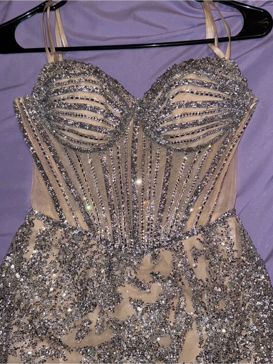 Ladivine Dresses & Skirts - Beaded Champagne Prom Dress with Corseted Bodice
